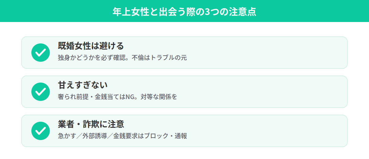 アプリで年上女性と出会う際の3つの注意点